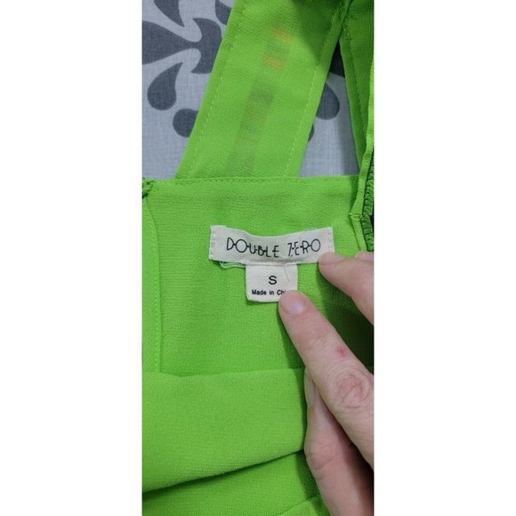 Double Zero Bright Green Loose Bohemian Cropped Blouse Size S - Picture 5 of 7